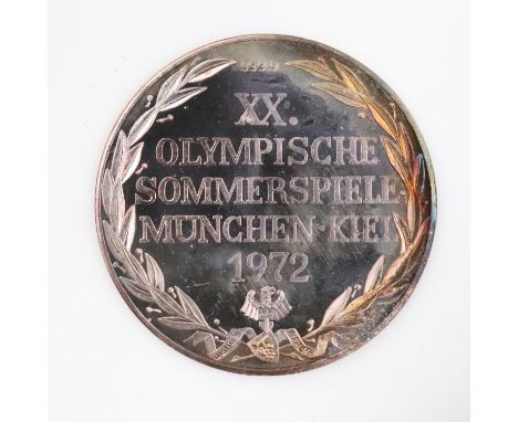 1972 silver Munich Olympics medallion. UK P&amp;P Group 0 (£6+VAT for the first lot and £1+VAT for subsequent lots) 
