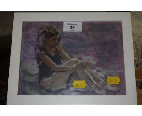 AN FRAMED AND GLAZED OIL ON BOARD DEPICTING A YOUNG GIRL INSCRIBED VERSO R PETTITT 