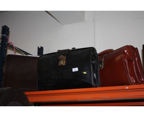 TWO VINTAGE GLADSTONE STYLE BAGS TOGETHER WITH ANOTHER