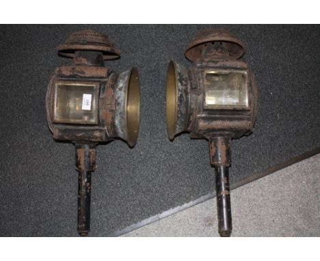 A LARGE PAIR OF VINTAGE HOLMES &amp; CO RAILWAY LAMPS 