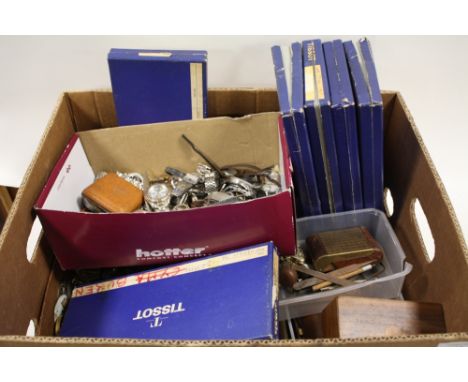 A LARGE QUANTITY OF WATCH PARTS AND WATCH MAKERS ACCESSORIES, TOOLS ETC