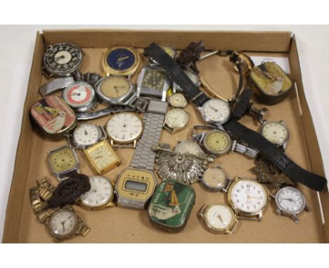 A SMALL TRAY OF VINTAGE WRIST WATCHES ETC 