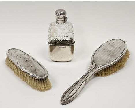 Victorian silver-mounted hip flask by James Dixon &amp; Sons Ltd, Sheffield 1897, the glass body with cut decoration, silver 