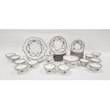 19th century Staffordshire pink lustre part tea service, pattern no.9125 in iron red, lustred and
