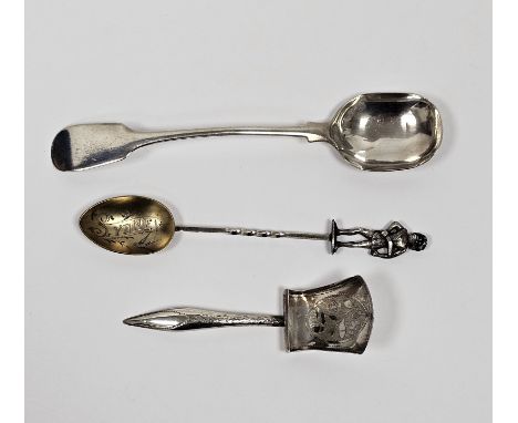 George III silver shovel-shaped caddy spoon, Birmingham 1811 by William Pugh,&nbsp;a white metal silver spoon&nbsp;stamped SE