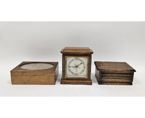 Early to mid century mantel clock&nbsp;by Elliot Clock Co, 17cm high, a musical box&nbsp;and another box&nbsp;with oval inset