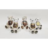 Five Royal Crown Derby bone china paperweights modelled as teddy bears, including The HRH Prince