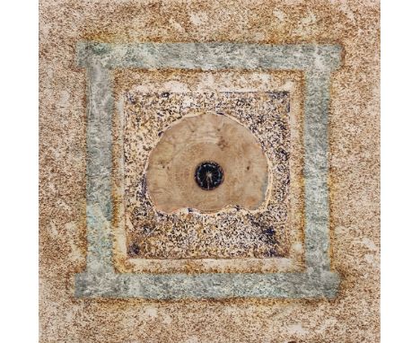 Ken Oliver (British, 1948) Mixed media on canvas mounted panel "Bruise", title and inscription to verso, (125cm x 125cm)