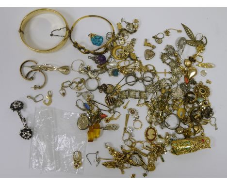 Large quantity of gold-coloured and other earrings and sundry costume jewellery&nbsp;