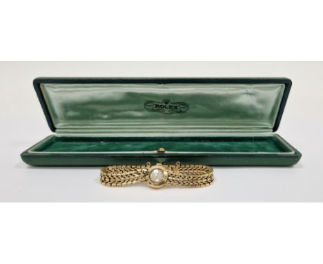 Vintage 18ct gold lady's Rolex Orchid wristwatch, the dial with baton and quarterly Arabic numeral hour markers, the case bac