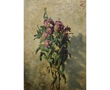 Lengo? (19th century) Oil on panel Still life, bunch of flowers, signed and dated '75, Paris top right, image size 44.5cm x 3