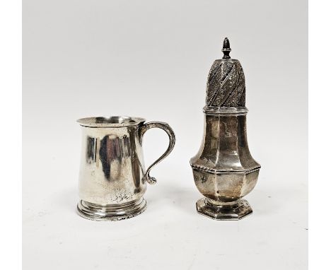 Silver sugar caster by Stokes &amp; Ireland Limited, Birmingham 1892, of panel baluster form with pierced pull-off cover, 17c