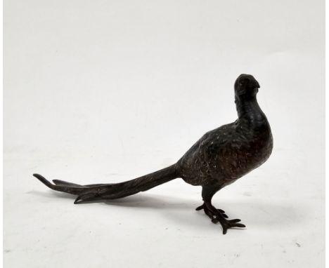 Austrian cold painted bronze model&nbsp;of a pheasant by Franz Bergman, amphora mark to base, 16cm long&nbsp;