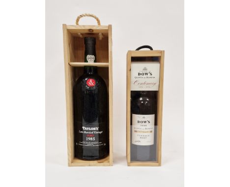 Cased magnum of Taylors LBV port 1985 and a bottle of 1996 Quintado Bomfin vintage port&nbsp;in centenary presentation box (2