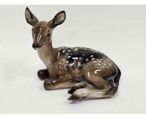 Rosenthal porcelain model of a recumbent fawn, printed gilt marks, moulded F Heiderei to edge, 10cm long