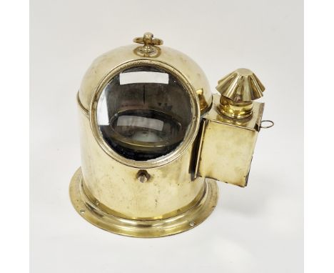 Brass ship's gimbal compass&nbsp;by John Lilley &amp; Son, London, ring handle to the top, glazed front,&nbsp;within a diving