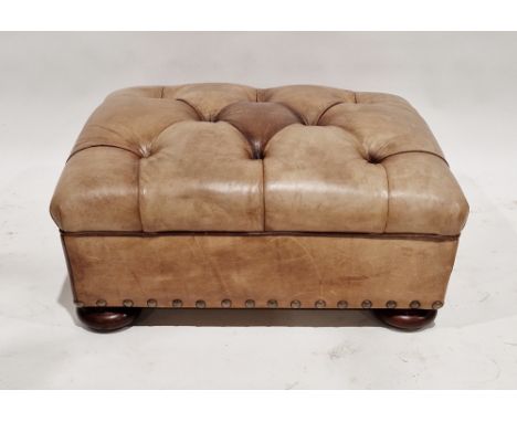 Ralph Lauren leather writer's ottoman&nbsp;with button top, on bun feet, 82cm wide&nbsp;