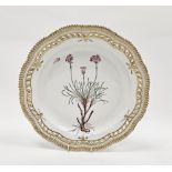20th century Royal Copenhagen Flora Danica pattern large shaped-circular dish, printed blue and