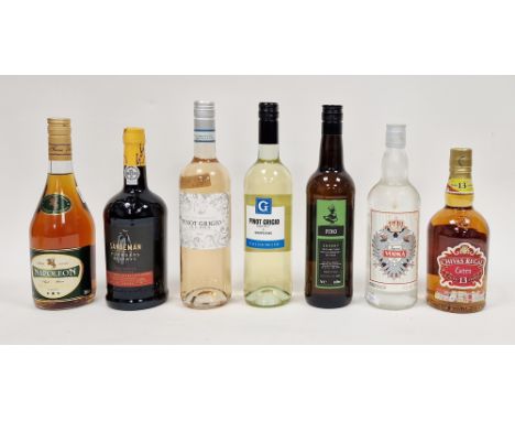 Mixed collection of wines and spirits&nbsp;including Sandemans Founders Reserve ruby port, Chivas Regal extra aged 13 years b