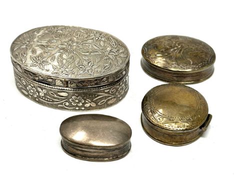4 x .800 &amp; .925 sterling pill / trinket boxes 