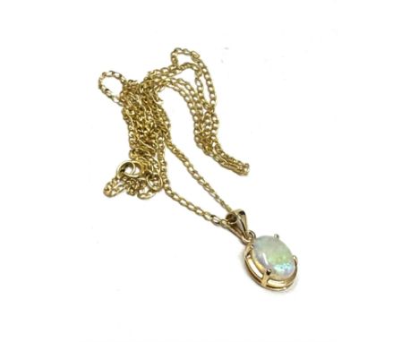 9ct gold opal pendant necklace (1.6g) 