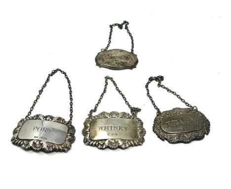 4 x .925 sterling silver decanter labels 