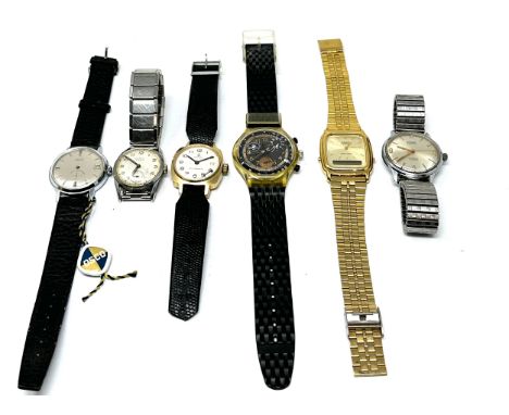 selection of vintage gents wristwatches inc quartz &amp; manual wind glaco services swatch casio flora &amp; osco etc all unt