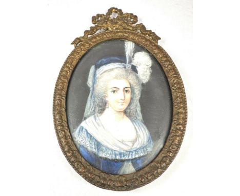Framed Antique Miniature Portrait Painting frame measures approx 9.5cm by 6cm 