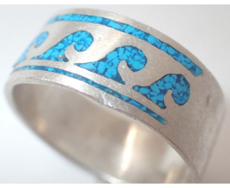 Scandinavian 925 silver and enamel ring size Z +3