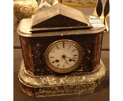 Victorian slate mantle clock chiming on bell A/F