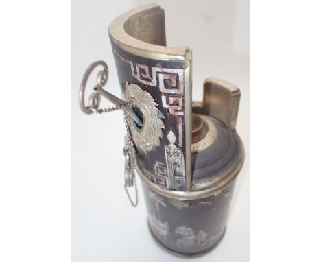 Oriental bamboo opium pipe with white metal mounts