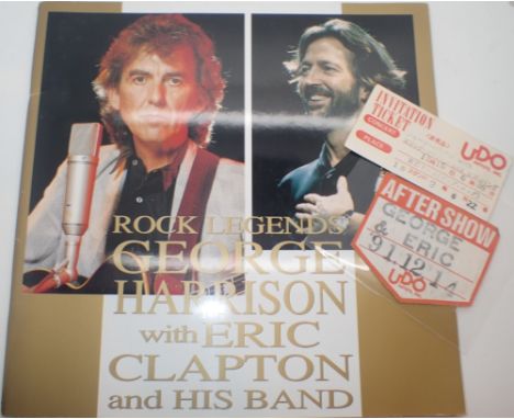 Japanese George Harrison with Eric Clapton programme 1990 with concert ticket and backstage pass