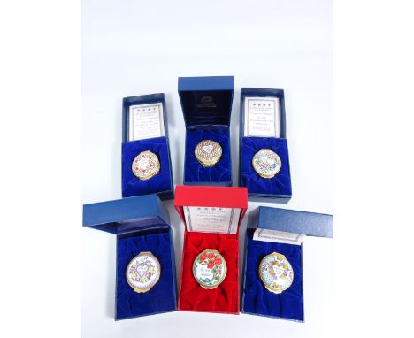 Six Halcyon Days 'Valentines Day' enamel boxes, all boxed (6)   Condition Report   Click here for further images, condition, 