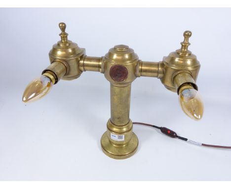 Vintage solid brass beer pump, converted to light fitting, H34cm    Condition Report   Click here for further images, conditi
