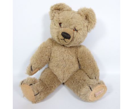 Chad Valley plush bear, with stitched label to foot, L33cm    Condition Report   Click here for further images, condition, au