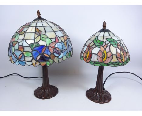 Tiffany style table lamp, H46cm and a similar smaller lamp (2)   Condition Report   Click here for further images, condition,