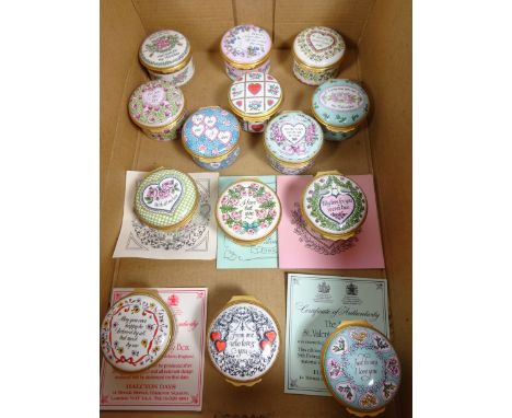 Fourteen Halcyon Days 'Valentine's Day' enamel boxes (14)   Condition Report   Click here for further images, condition, auct