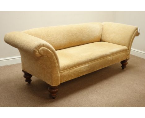 Late 19th century walnut framed Chesterfield sofa, turned feet, W193cm, H70cm, D69cm   Condition Report   Click here for furt