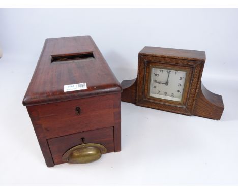 Edwardian mahogany Gledhill & Sons patent automatic cash till and a early 20th Century mantle clock (2)   Condition Report   