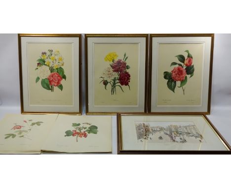 'Fruits and Flowers', 20th century portfolio of prints after Pierre-Joseph Redoute pub. Ariel Press, London 1955 - three prin