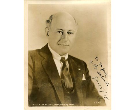 DEMILLE CECIL B.: (1881-1959) American film director, Academy Award winner. A good vintage signed and inscribed sepia 8 x 10 