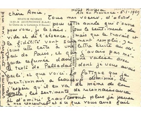 YOURCENAR MARGUERITE: (1903-1987) French-American Novelist. First woman ever elected to the French Academy. A good A.L.S., `M