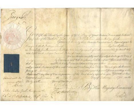 GEORGE III: (1738-1820) King of Great Britain and Ireland 1760-1820. D.S., George R, as King, at the head, one page (vellum),