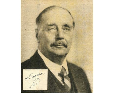 WELLS H.G.: (1866-1946) English writer, remembered for his science fiction novels. Ink signature (´H. G Wells´) on a small 12