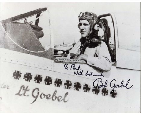 GOEBEL ROBERT: (1923-2011) American fighter pilot of World War II, a flying ace credited with 11 victories. Signed and inscri