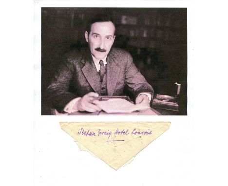 ZWEIG STEFAN: (1881-1942) Austrian novelist, playwright, journalist and biographer, himself a passionate collector of autogra