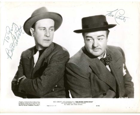 ABBOTT BUD (1897-1974) &amp; COSTELLO LOU (1906-1959) American film comedy duo. An excellent vintage signed and inscribed 10 