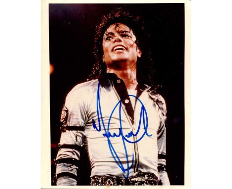 JACKSON MICHAEL: (1958-2009) American pop singer. Signed colour 8 x 10 photograph of Jackson standing in a full-length pose w