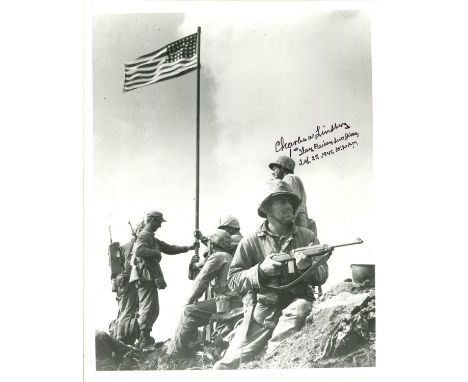 LINDBERG CHARLES W.: (1920-2007) American Marine of World War II, one of the flag raisers during the Battle of Iwo Jima, 1945