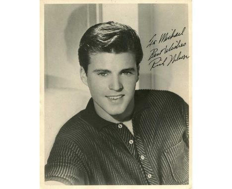 NELSON RICKY: (1940-1985) American musician and actor. A scarce, early vintage signed and inscribed 8 x 10 photograph of the 